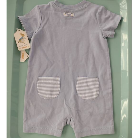 Gymboree x Peter Rabbit NEW Blue SOMEBUNNY LOVES ME One-Piece Romper 6-12 Months - Picture 4 of 10